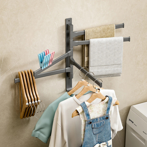 Giratorio 180° °    Soporte para toallas de aluminio espacial para ducha, organizador multifuncional para accesorios de baño - Product Image 1