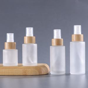 Wholesale 20ml 30ml 40ml 50ml 60ml 80ml 100ml 120ml Empty Round Frosted Spray Glass Bottles with Bamboo Pump <b>Atomizer</b> - Product Image 6