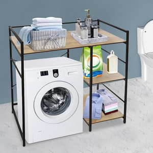 Étagères de rangement en métal chromé multicouche, support pratique pour machine à laver - Product Image 4