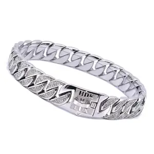 Chuỗi Xích Bằng Thép Không Gỉ Chunky Dog 18K Mạ Cuban Diamond Pet Cổ Áo