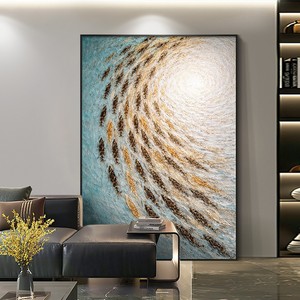 Hand Painted Oil Painting <b>Gold</b> <b>Frame</b> Rectangle Impressionism Modern Minimalist Entryway Living Room Wall Art - Product Image 5