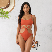 Maillot de bain monokini bandeau côtelé avec anneau en O et bretelles réglables, commande en gros, 1 pièce, personnalisé, pour le Carnaval de Tenerife, le défilé de Jouvert en Espagne