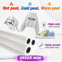 Film DTF en gros pour impression par transfert thermique, matériau PET à pelage à froid et à chaud pour logo de T-shirt DIY