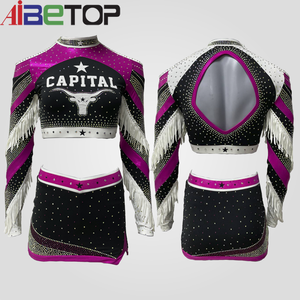 Ai dessine des uniformes de pom-pom girl 2025 nouveaux modèles uniformes de pom-pom girl à manches longues avec col et blings - Product Image 3