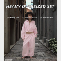 Ensemble de survêtements oversize en molleton bouclette épais avec épaules tombantes, œillets et rivets, comprenant un sweat à capuche court pour femme