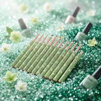 Prix d'usine – Ensemble de pinceaux à ongles durables avec manche en strass verts, pinceaux liner ovales de taille compacte pour professionnels