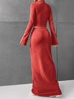 TKS 2026 Nouvelle Robe Décontractée Femme Manches Longues Coupe Ajustée avec Lacets à la Hanche Couleur Unie pour Printemps Automne
