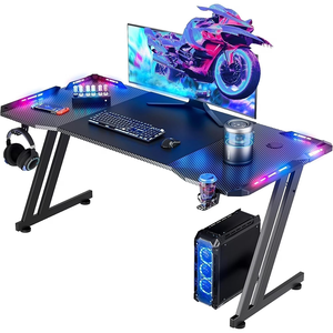 Mesa de Juego Económica y Cómoda al por Mayor, Multifuncional, en Forma de Z, con Iluminación Dinámica, <span class=keywords><strong>Escritorio</strong></span> para Juegos de 47 Pulgadas con Luces LED - Product Image 1