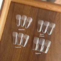 Capsules d'ongles en acrylique sur mesure, couverture complète, capsules d'ongles express, demi-mat, longues, en forme d'amande, gel souple, couverture complète, pointes d'ongles en gel souple
