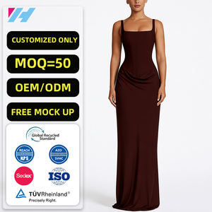 Özel yüksek kaliteli kare boyun bel dantelli bayanlar kadınlar zarif parti akşam Maxi elbise - Product Image 1