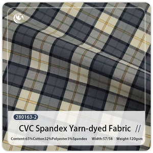 Tissu tissé à carreaux extensible CVC 65% coton 32% polyester 3% élasthanne avec élasthanne pour chemise et <span class=keywords><strong>surchemise</strong></span> pour femmes - Product Image 3