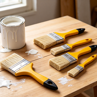 Pinceau plat pour peinture murale, poils mélangés, poils doux et manche en bois