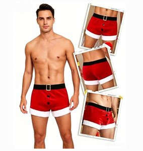 Nouvel ensemble de <span class=keywords><strong>costume</strong></span> de scène pour <span class=keywords><strong>homme</strong></span> avec chapeau court, caleçon boxer rouge et blanc <span class=keywords><strong>sexy</strong></span> et bonnet de Père Noël, idéal pour les fêtes et le cosplay - Product Image 2