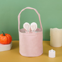 Paniers de Pâques Lapin 2023 en tissu peluche avec attaches, multicolores, 13x14,5cm, design moderne pour décorations de Pâques pour enfants