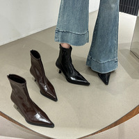 Bottines à bout pointu pour femmes, automne-hiver 2026, tendance, fines, talons hauts, bottines à la cheville, élégantes, pour le travail