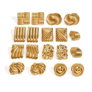 Boucles d'oreilles anti-ternissement hypoallergéniques en acier inoxydable 316L plaqué or PVD 18K 14K, bijoux fins de créateur pour femmes - Product Image 2