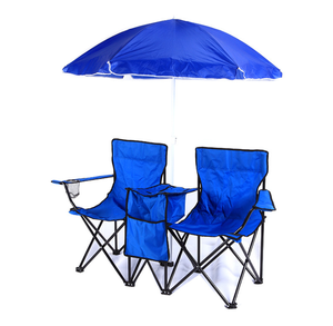 Venta al por mayor al aire libre Durable portátil plegable senderismo Picnic asiento doble Camping césped <span class=keywords><strong>Silla</strong></span> de playa con sombrilla bolsa de refrigeración - Product Image 2