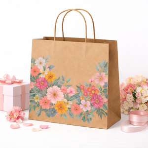 Bolsa de Regalo de Papel <span class=keywords><strong>Kraft</strong></span> Ecológica Biodegradable Impresa Personalizada con Asas para Navidad, Cumpleaños, Año Nuevo, Eventos y Regalos - Product Image 1