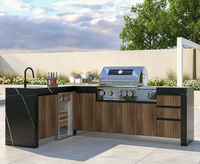 Station de cuisson modulaire pour cuisine extérieure, postes de cuisson à fixation rapide avec emplacement pour évier pré-découpé pour aménagements de jardin en évolution