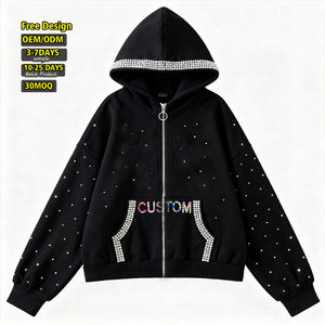 شعار مخصص جودة عالية غسلها هوديي الرجال 500gsm الفاخرة تيري القطن هوديي الراين الراحة فضفاض السائبة هوديي - Product Image 1