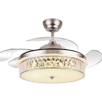 2016 42 pouces ventilateurs de plafond en cristal lumières 110 220v décoratif sans lame moderne tricolore télécommande maison Led concepteur rond
