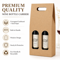 Boîte d'emballage personnalisée pour vin rouge, boîte cadeau en carton ondulé pour une ou deux bouteilles, logo en estampage à chaud sur papier kraft