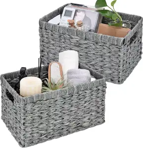 Manufacture 100% Handmade Rectangle Wicker Box Custom Multipurpose Sundries Organizer PP Rattan Plastic Storage Basket