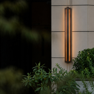 Applique murale LED linéaire longue en bronze huilé, 3000K, dimmable, 120V, pour extérieur et intérieur, idéale pour villa, portail, entrée. - Product Image 1