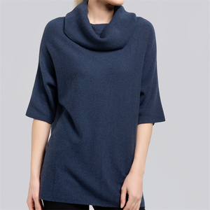Áo len nữ thời trang chất liệu cashmere nguyên chất, cổ lọ, tay lửng, màu trơn, kiểu dáng dài, phong cách thường ngày, ấm áp, dệt kim cho mùa đông - Product Image 2