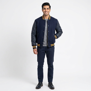 Fully Customized FINER THREADS <b>Men's</b> Varsity <b>Jacket</b> Stand Collar Front Logo-Lightweight Windproof Breathable 100% Cotton Winter - Product Image 1