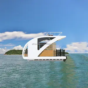 중국 럭셔리 워터 하우스 선박 소형 미니 키트 알루미늄 홈 수레 하우스 보트 폰툰 하우스 보트 수레
