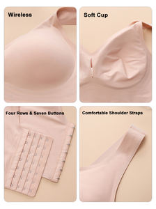 7列ボタン付きプッシュアッププラスサイズブラ 女性用 スムースシームレスミニマイザーブラ ギャザー入り たるみ防止 フル薄型カップ ワイヤレスブラ - Product Image 5