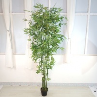 Arbre en bambou artificiel ignifuge B1 avec tiges en bois naturel, 210 cm, verdure artificielle de luxe pour la décoration d'hôtel