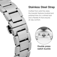 Montre à quartz pour homme en acier inoxydable de 42 mm avec cadran simple à aiguilles, logo personnalisé, étanche 3ATM, mouvement SEIKO, chronographe