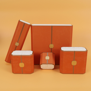 Boîte à bijoux en cuir personnalisée Sifoo, boîte d'emballage de luxe haut de gamme pour bagues et pendentifs, boîte à bijoux <span class=keywords><strong>orange</strong></span> à double entrée - Product Image 2