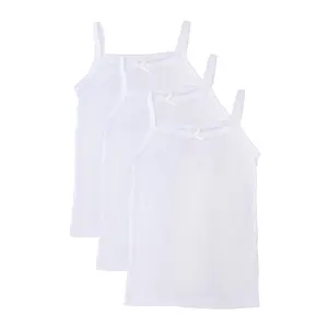 Colete cami branco sólido snug fit, roupa interior de algodão 100% super macio (pacote com 3)