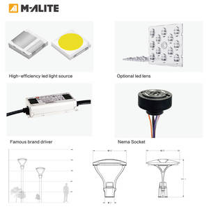 Lumière <span class=keywords><strong>de</strong></span> <span class=keywords><strong>jardin</strong></span> LED à haute efficacité avec conception thermique optimisée, compatible NEMA pour les routes et les allées résidentielles - Product Image 4