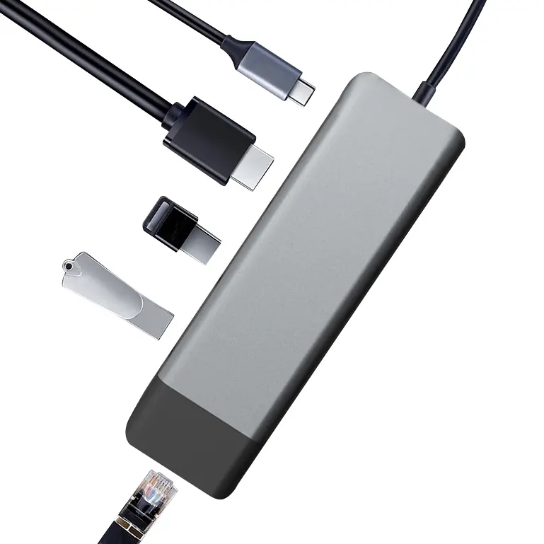 USB 3.1 Type-C Hub 4K HDM RJ45 Gigabit Network Port Aluminum 5 in 1 USB C Adapter Hub With PD Charging Port