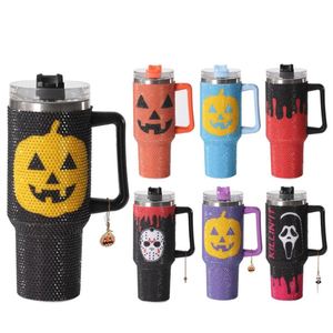 Christmas Gift Glitter Bling 40oz Insulated Vacuum Stainless Steel Tumbler Leak-Proof 12-24hr Thermal Portable Handle Rhinestone - Product Image 5