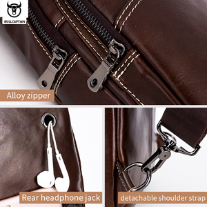 Bolso Bandolera BULLCAPTAIN Vintage para Hombre, de Cuero Genuino Marrón, Portátil, Informal, para Deportes al Aire Libre, Bolso de Pecho, Bolso para Motocicleta - Product Image 4