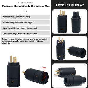 Hifi AC Power cắm yivo âm thanh tự làm OEM ODM đồng nguyên chất mạ vàng Nam Nữ EU châu Âu chúng tôi <span class=keywords><strong>IEC</strong></span> C15 điện kết nối điện - Product Image 5