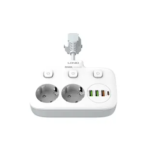 LDNIO SE2435 Switch Sockets Surge Protector Extension Lead Power Strip with USB 4 Port 2 EU Outlet Extension Cord Power Socket