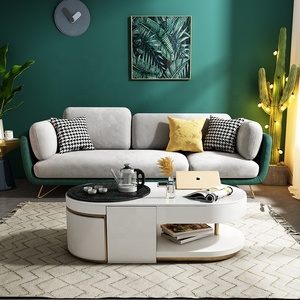 Hot Sale Modern Functional Induction Heating Plate <strong>Storage</strong> <strong>Tables</strong> <strong>Oval</strong> White <strong>Coffee</strong> <strong>Table</strong> <strong>with</strong> Chairs - Product Image 5
