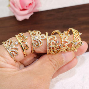 <span class=keywords><strong>Anello</strong></span> <span class=keywords><strong>Tiara</strong></span> Principessa RM1548 in Oro 18k Placcato con Zirconia Cubica, Anelli Aperti Impilabili per Donne e Signore - Product Image 3