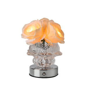 Romantic Rose-Shaped <b>Table</b> Lamp for Bedroom Girly European Design with Ambient Light DC Battery Power Supply - Product Image 1