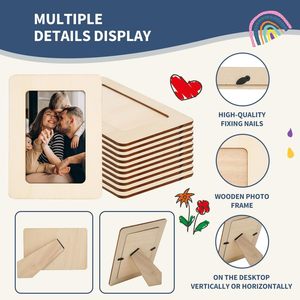Picture <strong>Frame</strong> Painting Craft Kit <strong>DIY</strong> Wooden Photo <strong>Frames</strong> with Stand Painting Tools Set <strong>Eva</strong> Stickers for Kids Craft and Decorate - Product Image 6