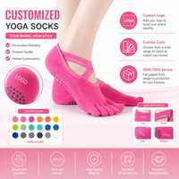 Chaussettes antidérapantes en Spandex/Nylon à bout entièrement séparé pour femmes, idéales pour le yoga, le Pilates, la barre, la danse, l'exercice et l'entraînement, avec logo sur le dessous.