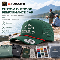 Casquette de pêche personnalisée 5 panneaux haute performance perforée au laser respirante anti-humidité résistante à l'eau broderie plate