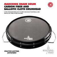 Beatello JBK Instrument de percussion professionnel Marche Caisse claire 14 pouces Ultra-mince Noir Portable avec facile à transporter
