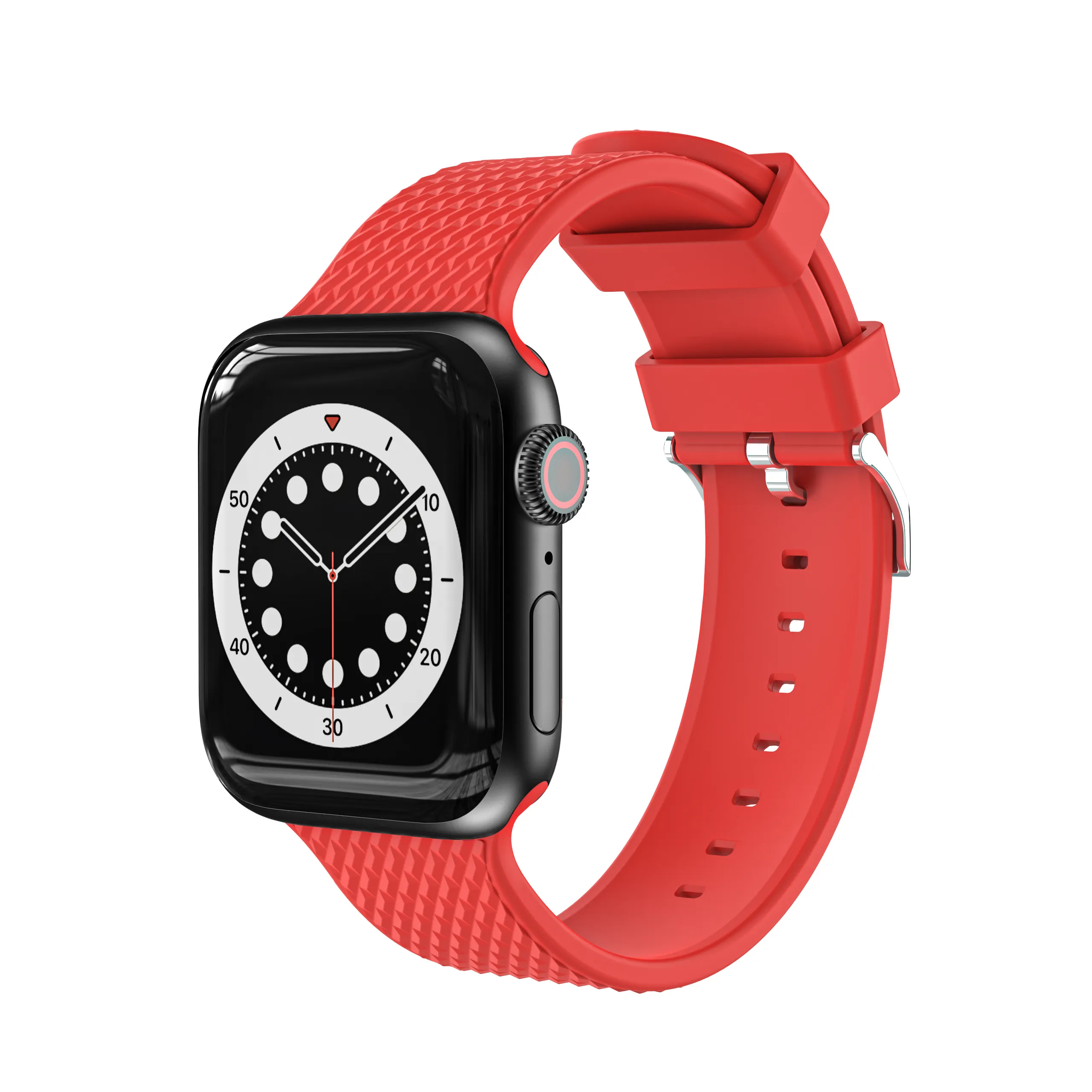 Fashion Style Textured Silicone Strap for Apple Series 1 2 3 4 5 6 7 SE Custom Printed Pure Color Silicone Watch Bands